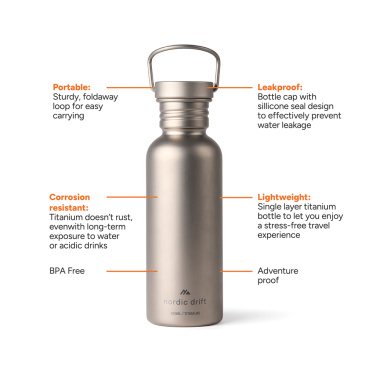 Logo trade advertising products image of: Nordic Drift Trail Ultra Light Titanium 600ml Water Bottle