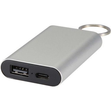 Logotrade promotional item picture of: Arcturus 2000 mAh recycled aluminium power bank with keychain