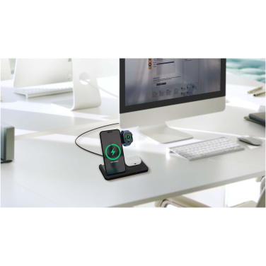 Logotrade corporate gift image of: SCX.design W28 3-in-1 wireless charging base with phone stand