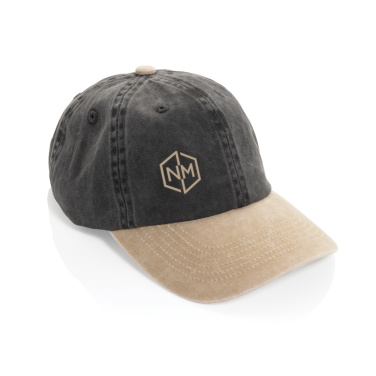 Logotrade advertising products photo of: BEAU AWARE™ Washed 6 panel 270gsm cotton twill two tone cap