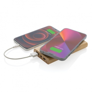 Logo trade reklaamtooted foto: Bambusest 8000 mAh 5W juhtmevaba akupank