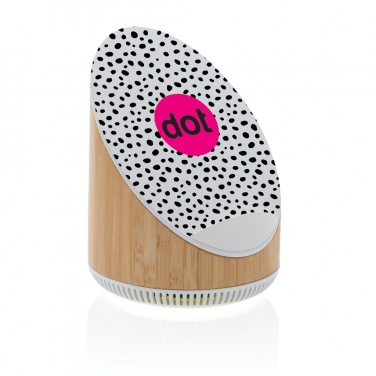 Logo trade reklaamtooted foto: Ovate bambusest 5W kõlar koos 15W juhtmevaba laadijaga