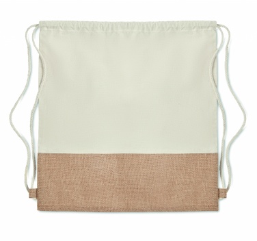 Logotrade ärikingituse foto: Pingutusnööriga kott džuudist detailidega