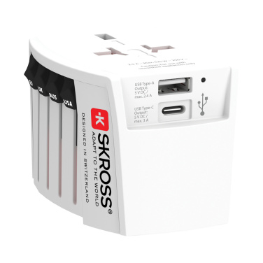 Logotrade reklaamkingid pilt: SKROSS World Travel Adapter MUV 2-pooluseline USB A ja C-ga