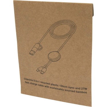 Logotrade firmakingid pilt: Chechia 5-in-1 taaskasutatud plastist 150 cm kiirlaadimiskaabel bambusdetailidega
