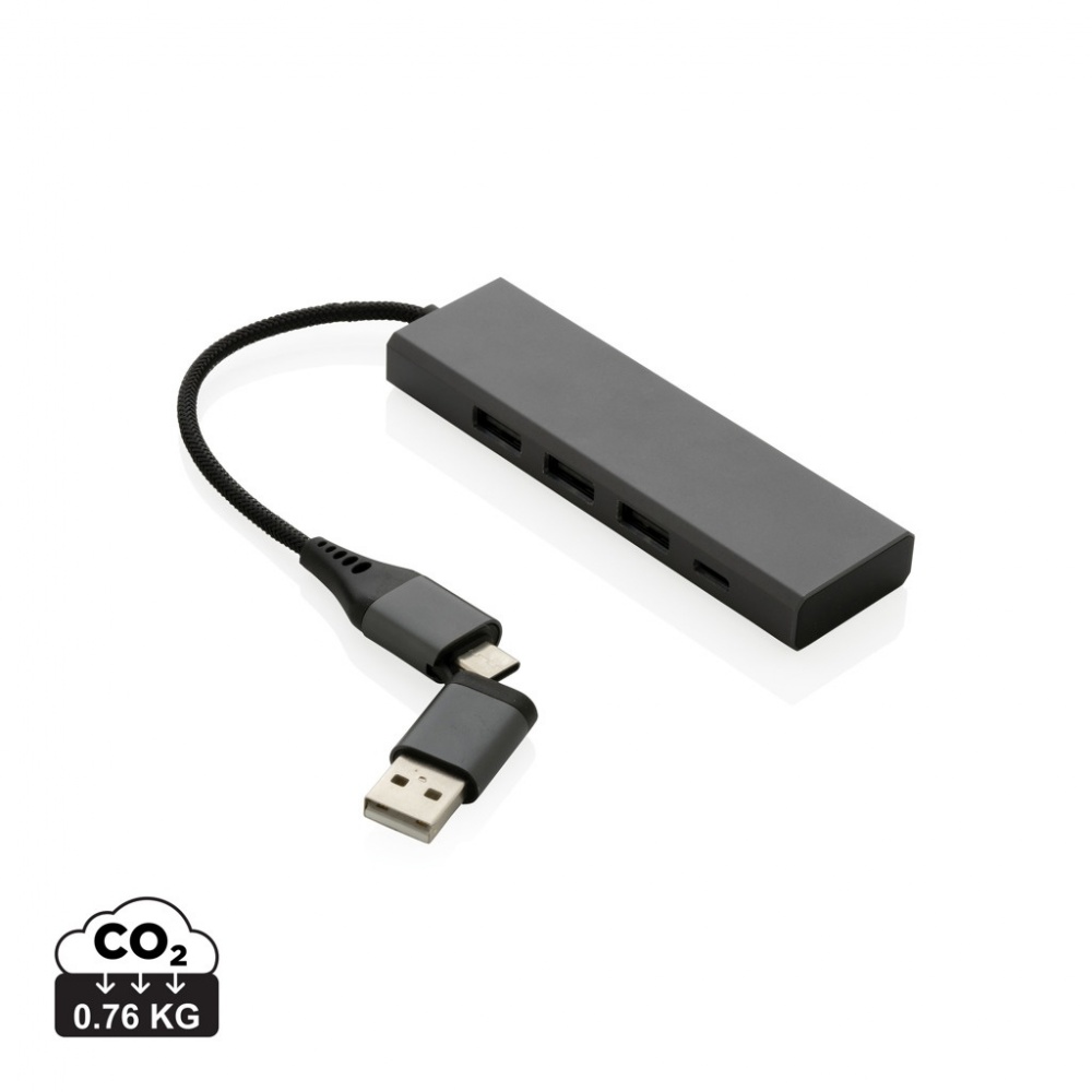 Logo trade mainoslahjat tuotekuva: Terra RCS alumiininen USB-hub 3 portilla