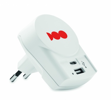 Logo trade mainostuote kuva: Matka-adapteri USB-laturi