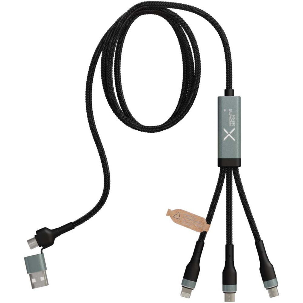 Logotrade liikelahja mainoslahja kuva: SCX.design C53 100 W:n rPET-muovista valmistettu ultranopea 5-in-1-latauskaapeli