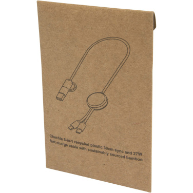 Logotrade liikelahjat mainoslahjat tuotekuva: Citala kierrätysmuovinen 30 cm:n ja 27W:n datasynkronoiva 5-in-1-pikalatauskaapeli