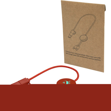 Logotrade mainostuotet kuva: Citala kierrätysmuovinen 30 cm:n ja 27W:n datasynkronoiva 5-in-1-pikalatauskaapeli