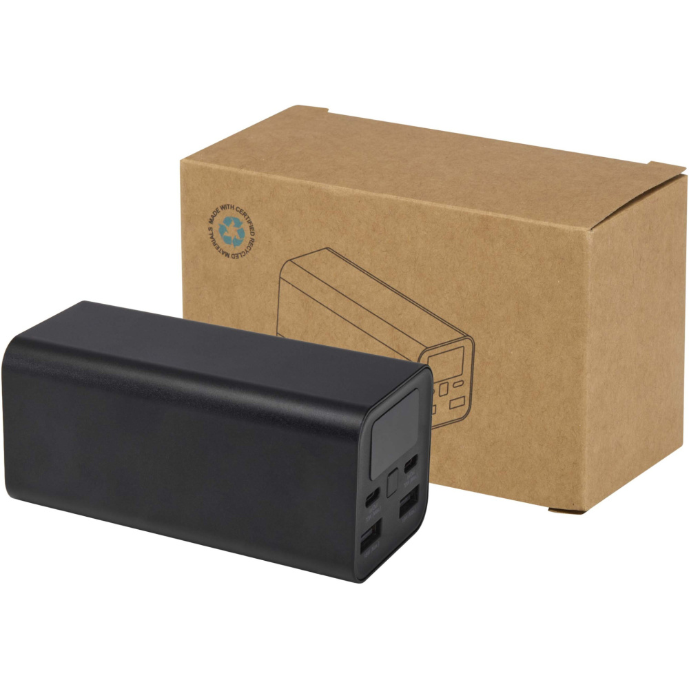 Logotrade liikelahjat mainoslahjat tuotekuva: Acamar 20 000 mAh:n ja 70 W:n kannettavan tietokoneen varavirtalähde kierrätetystä alumiinista