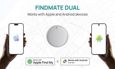 Logotrade reklaminės dovanos nuotrauka: „Findmate Dual RCS“ perdirbto plastiko daiktų ieškiklis IPX 5