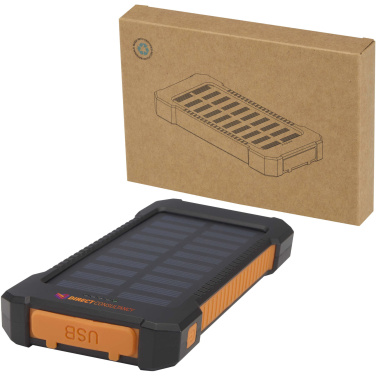 Logotrade firminės dovanos nuotrauka: „Altair“ 5000 mAh 10 W perdirbto plastiko tvirta saulės baterija su įmontuotu žibintuvėliu