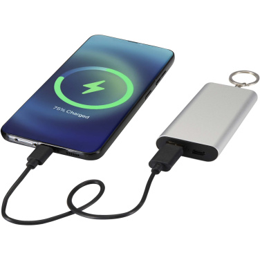 Logotrade verslo dovanos nuotrauka: „Arcturus“ 2000 mAh perdirbto aliuminio išorinė baterija su raktų pakabuku