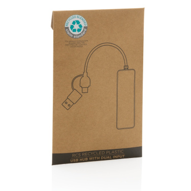 Logotrade Ideja dāvanas foto: RCS pārstrādāta plastmasas USB centrmezgls ar dubultu ieeju
