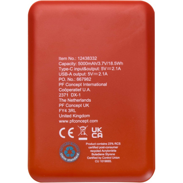 Logotrade ziemassvētku dāvanas foto: Asama 5000 mAh C tipa otrreizējās pārstrādes plastmasas barošanas bloks