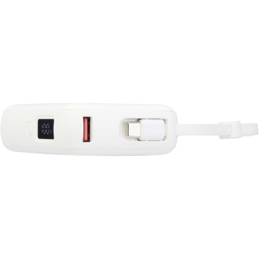 Logotrade korporatīvās dāvanas foto: Acrux 10.000 mAh 35W planšetdatora pārnēsājamais akumulators ar iebūvētu C tipa kabeli - izgatavots no pārstrādātas plastmasas