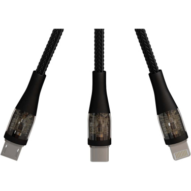 Logotrade korporatīvās dāvanas foto: SCX.design C51 60W 5-in-1 rPET ātrās uzlādes kabelis ar displeju