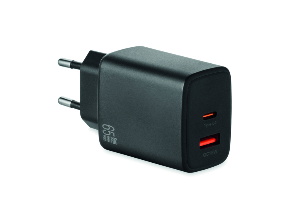 Logotrade biznesa dāvanas foto: ES 2 polu sienas adapteris/lādētājs