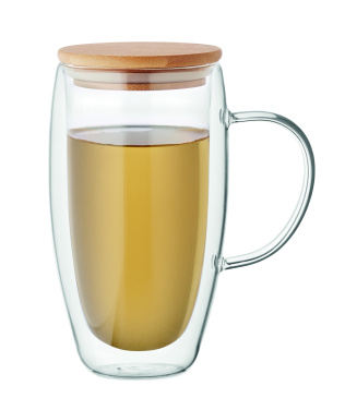 Логотрейд pекламные продукты картинка: Double wall glass mug 450ml