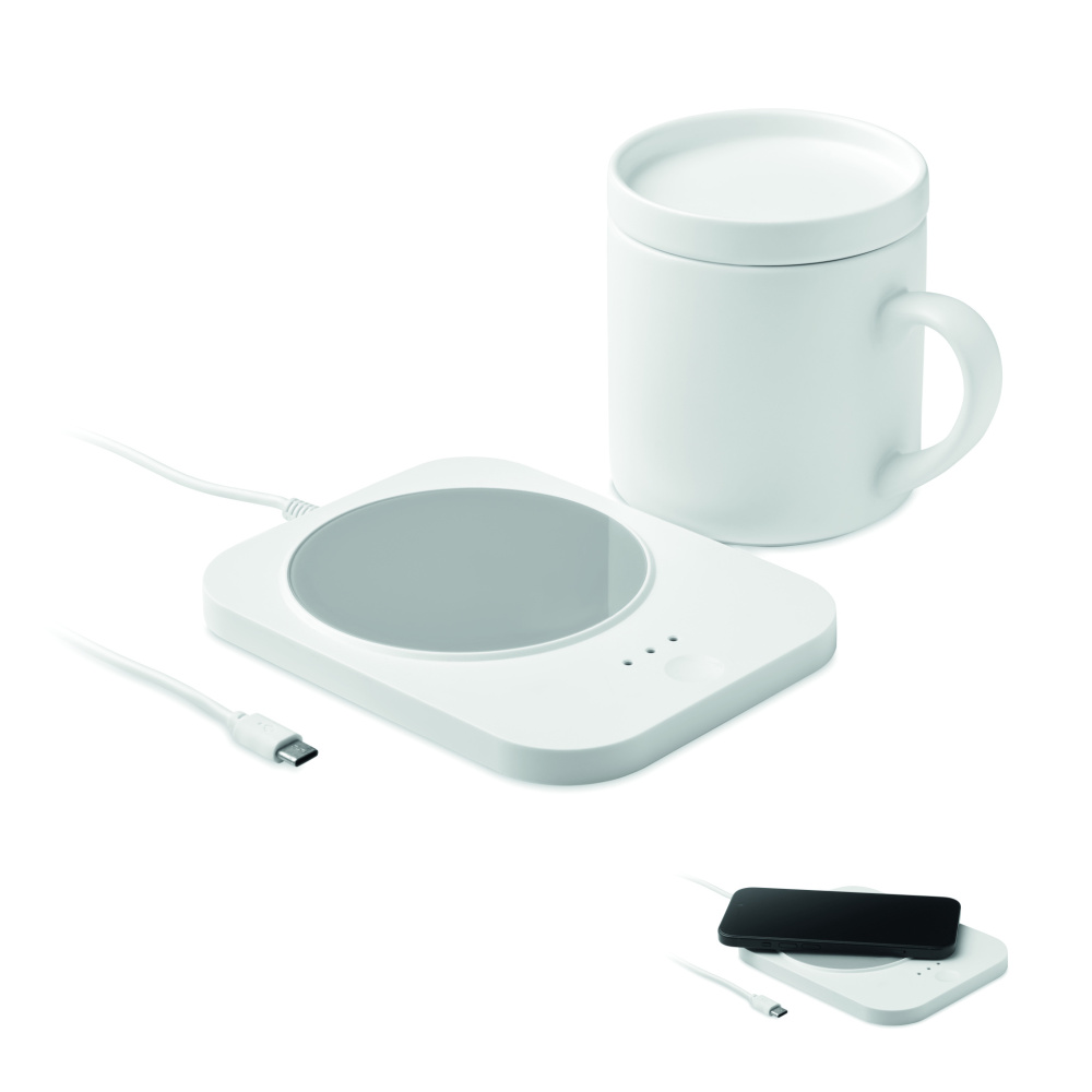 Лого трейд бизнес-подарки фото: Wireless charger mug warmer set