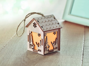Logotrade presentreklam bild: MDF hus med lampa
