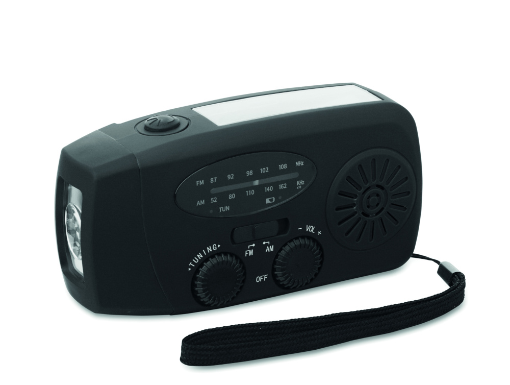 Logotrade kampanjprodukter bild: Bärbar radioSOS med LED-ficklampa