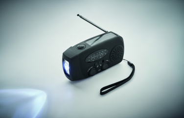 Logotrade profilreklam bild: Bärbar radioSOS med LED-ficklampa