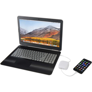 Logotrade presentreklam bild: Gloas 5-i-1 utdragbar datasynkroniseringskabel och 100 W snabbladdningskabel av återvunnet material med verktygssats för smartphone