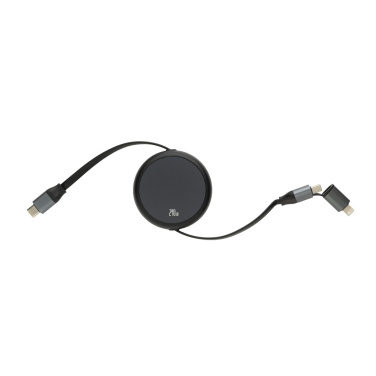 Logotrade presentreklam bild: Terra RCS återvunnen aluminium 240W utdragbar 2-i-1 kabel
