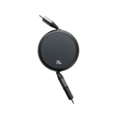 Logotrade kampanjprodukter bild: Terra RCS återvunnen aluminium 240W utdragbar 2-i-1 kabel