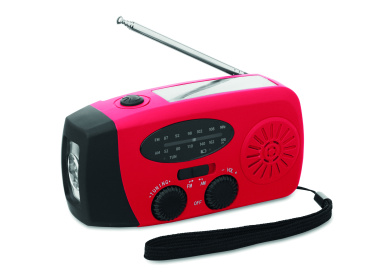 Logotrade reklamprodukter bild: Bärbar radioSOS med LED-ficklampa
